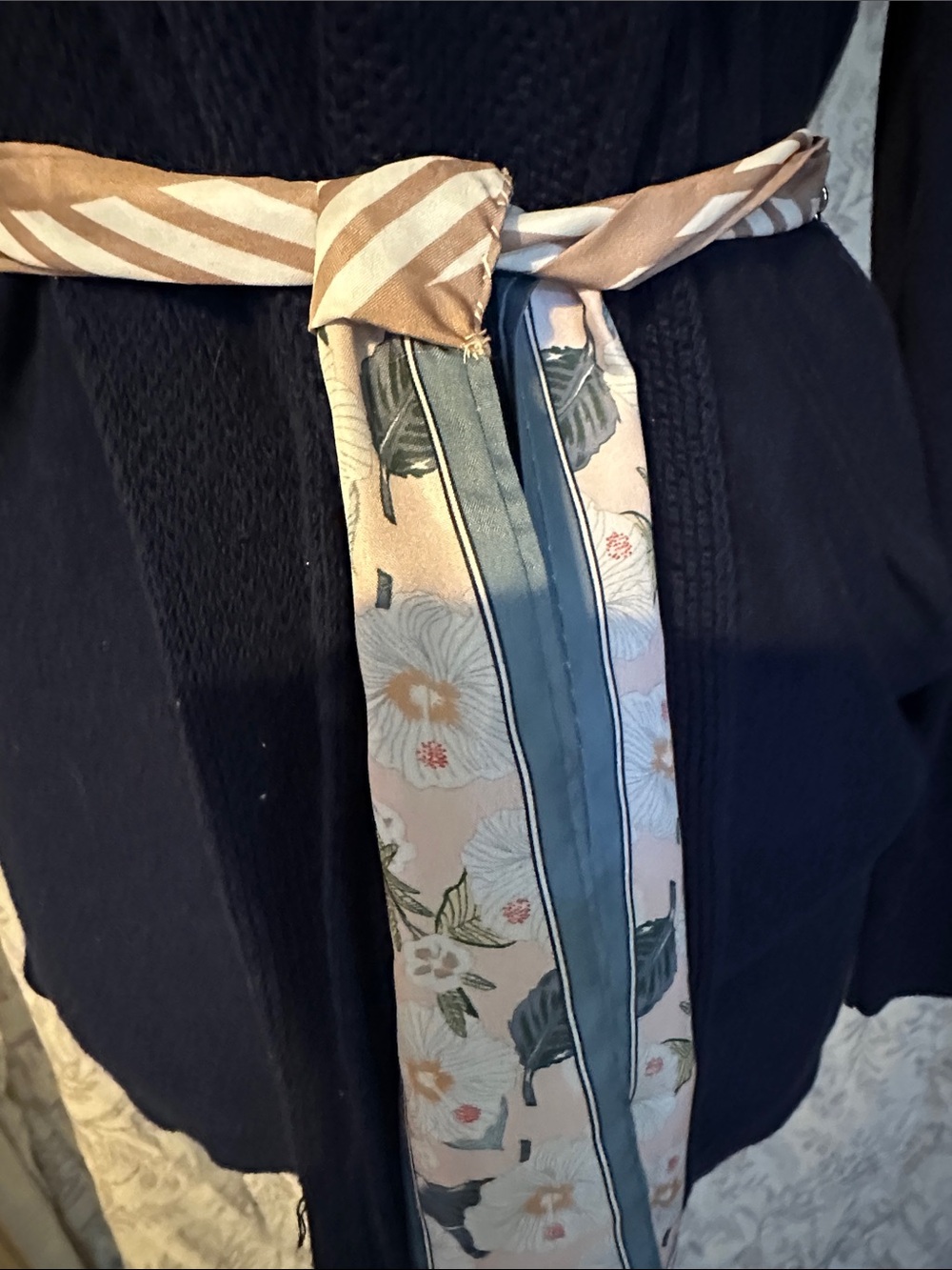 Old Navy Navy Shawl-Collar Open Front Cardigan with hand sewn embellishments - Picture 4 of 9